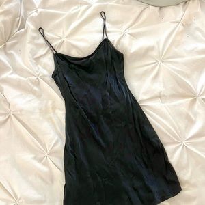 Aritzia black silk dress with diamond straps